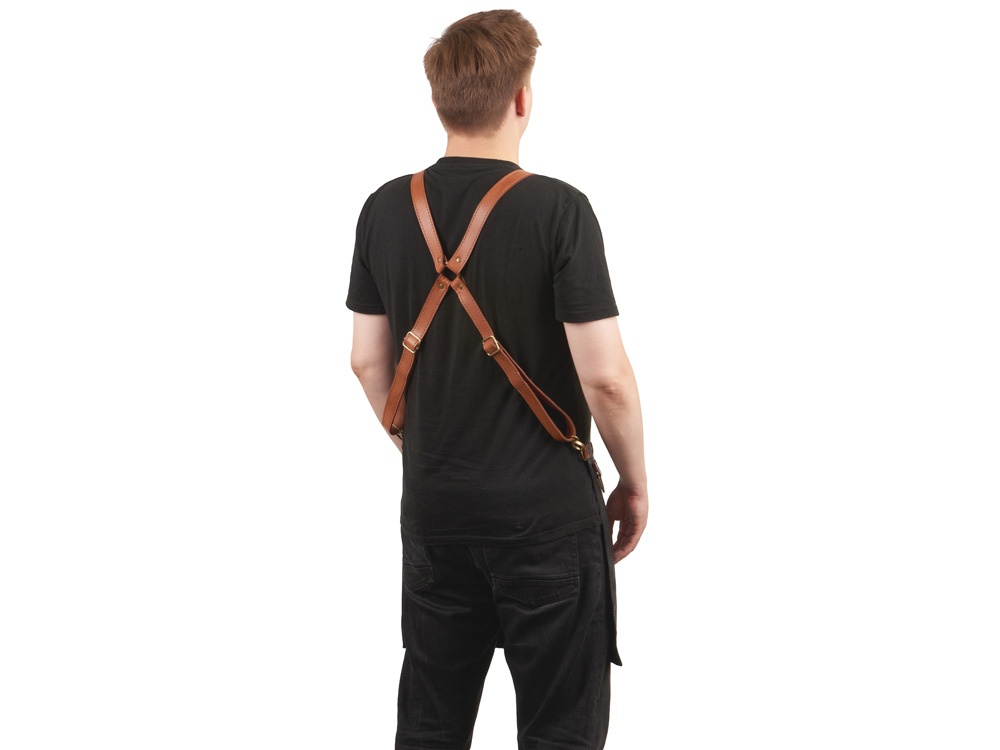 Фартук из натуральной кожи с карманами