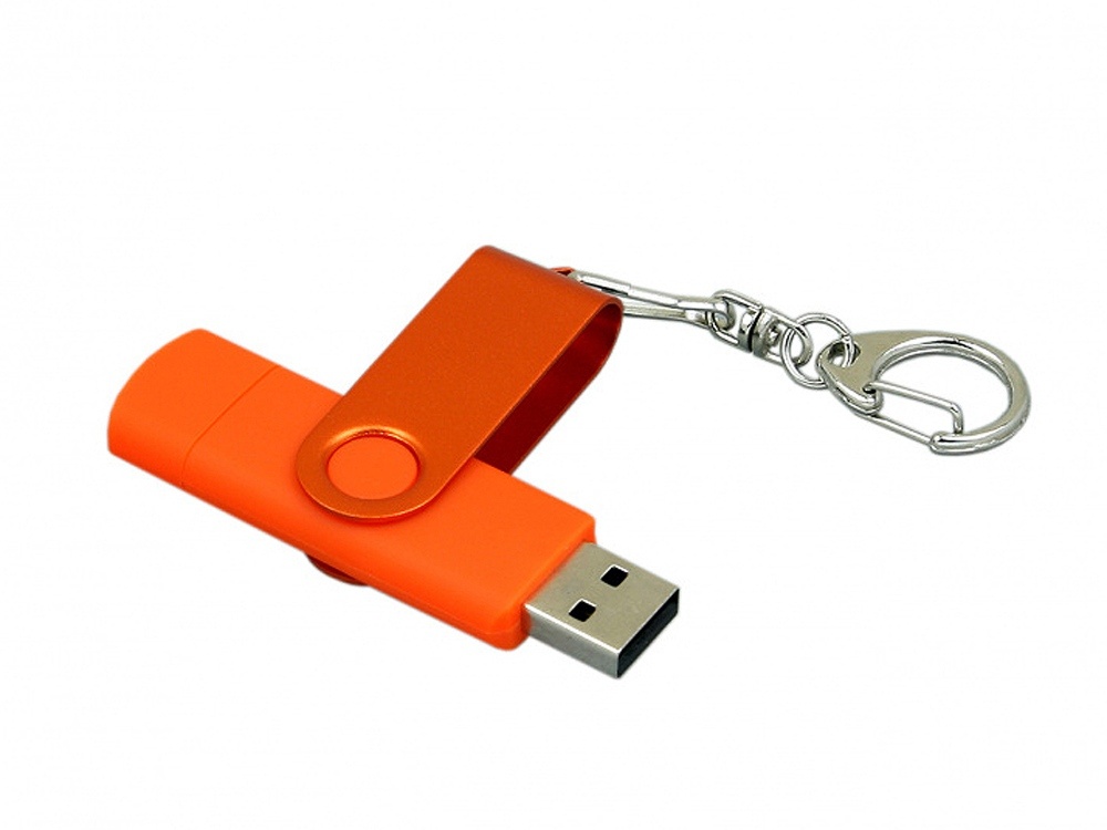 64 Гб USB 2.0 флеш-накопитель с вращающимся корпусом и Micro USB портом