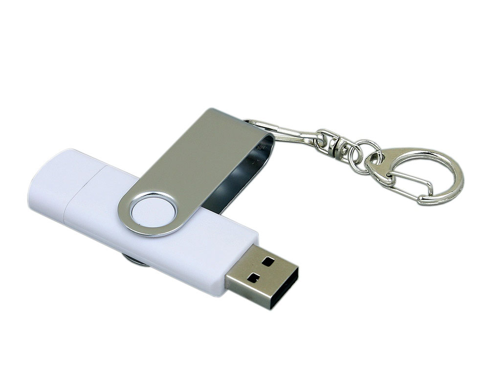 Флеш-накопитель 32 ГБ с поворотным USB 2.0 и Micro USB разъёмом