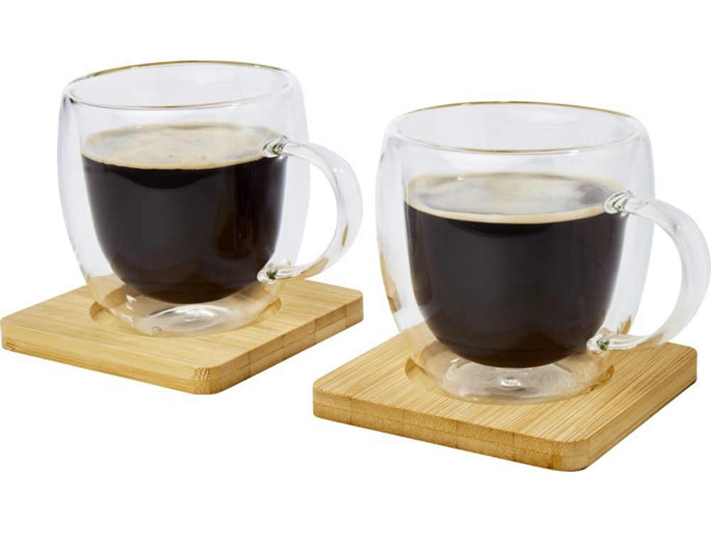 Стеклянный стакан Manti с двойными стенками и подставкой, 350 мл, 2 шт