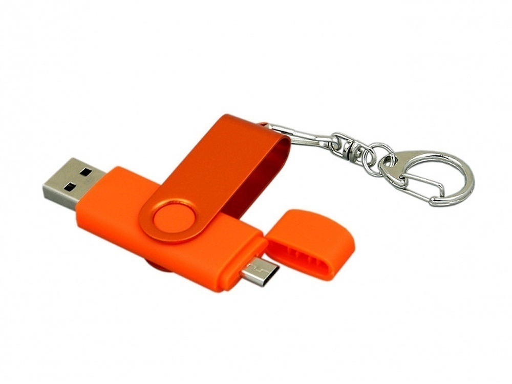 64 Гб USB 2.0 флеш-накопитель с вращающимся корпусом и Micro USB портом