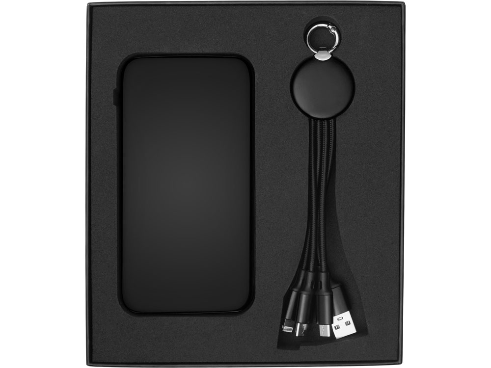 Набор из внешнего аккумулятора и универсального кабеля с подсветкой лого Reserve LED, 10000mAh