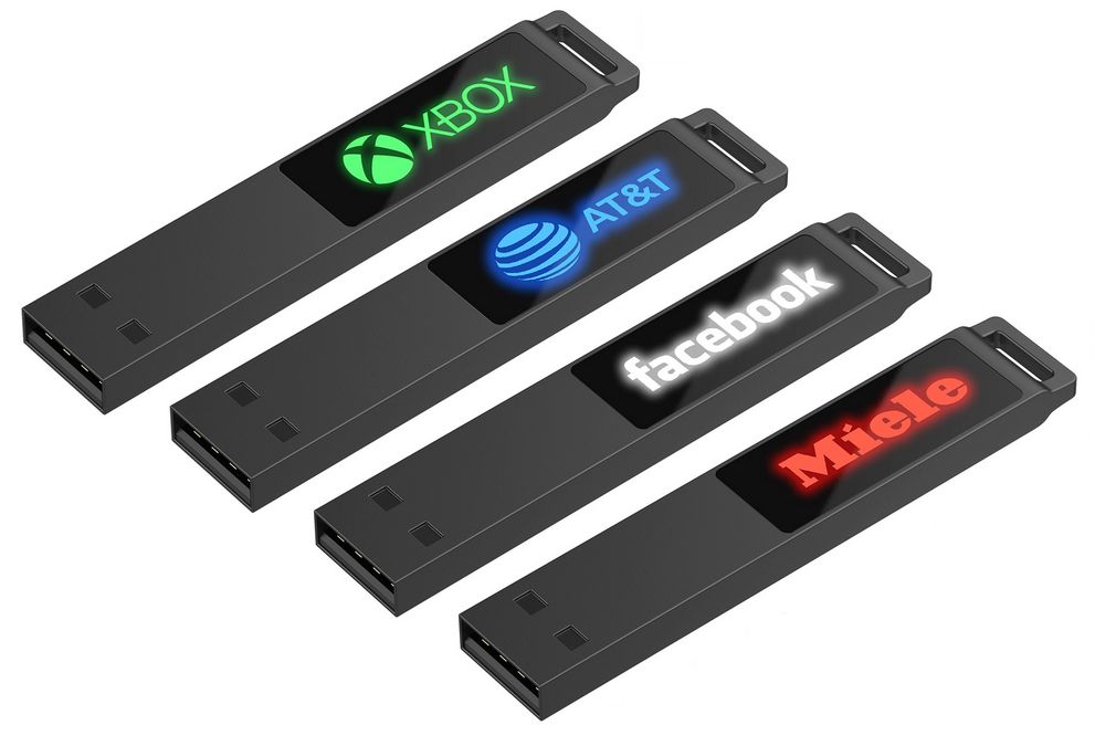 Флешка markBright Black с зеленой подсветкой