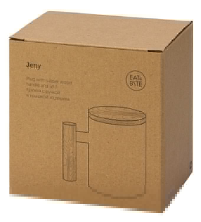 Кружка с ручкой и крышкой из каучукового дерева Jeny