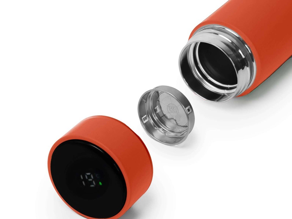 Термос FAMILY MARK LED, индикатор, soft touch