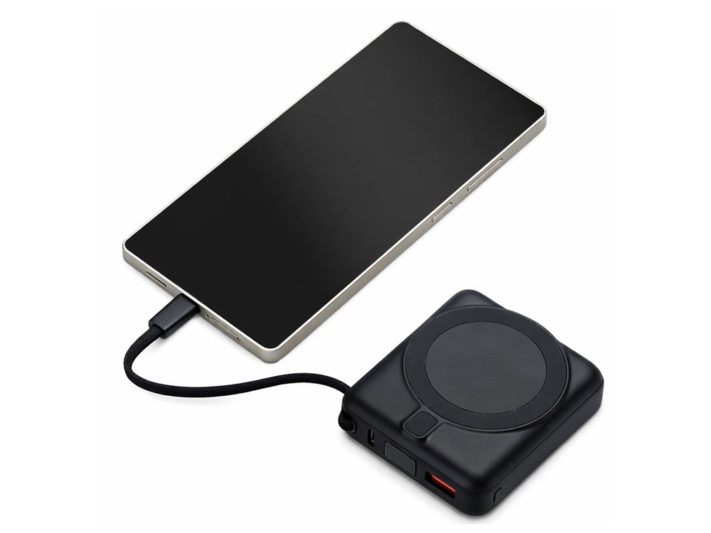 Магнитный беспроводной внешний аккумулятор c подсветкой лого Энчант, 10000 мАч