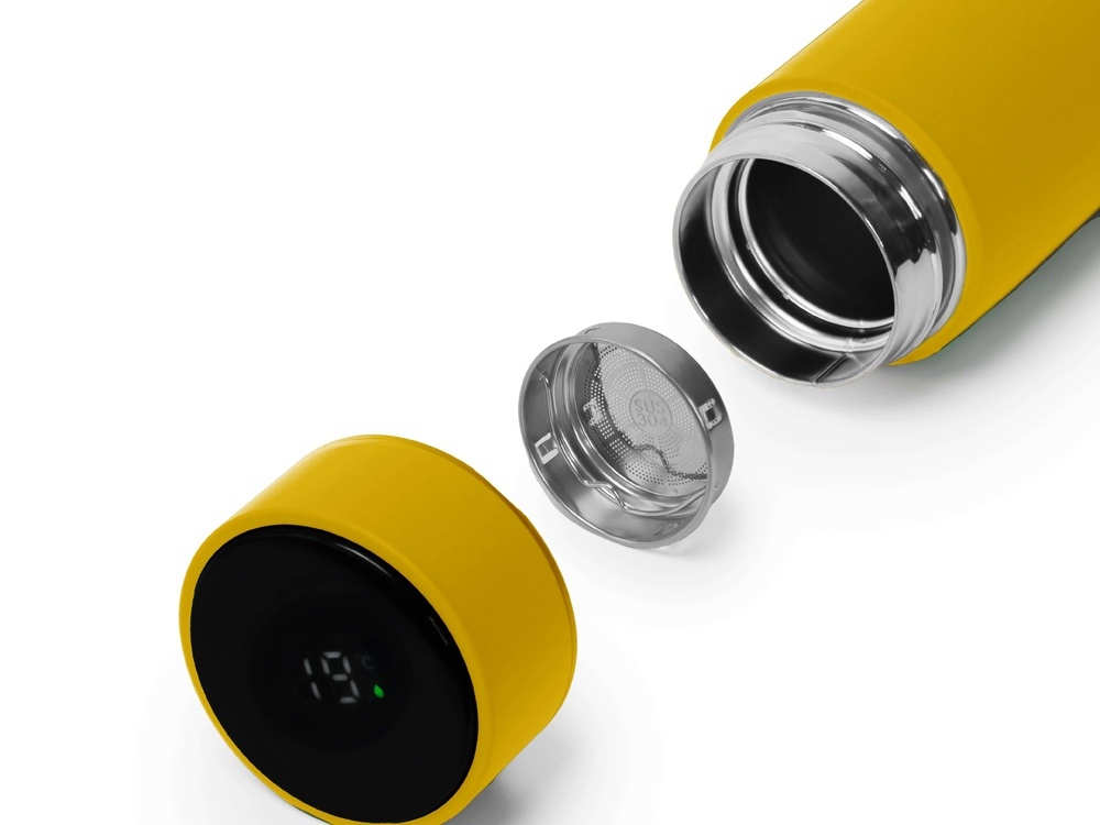 Термос FAMILY MARK LED, индикатор, soft touch