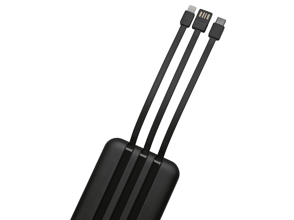 Магнитный беспроводной внешний аккумулятор со встроенными кабелями Мэни, 10000 мАч