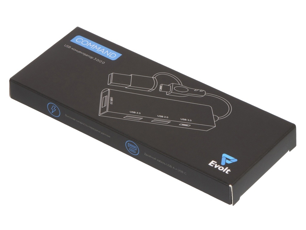 USB-хаб Command с коннектором 2-в-1 USB-C и USB-A, 2.0/3.0