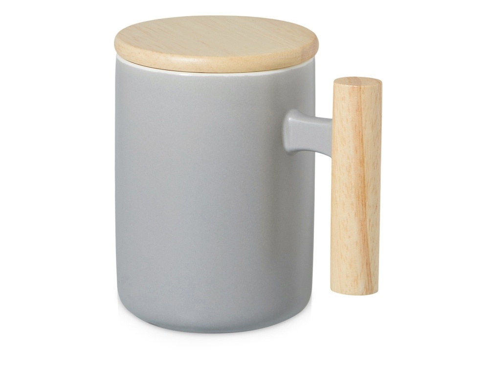 Кружка с ручкой и крышкой из каучукового дерева Jeny