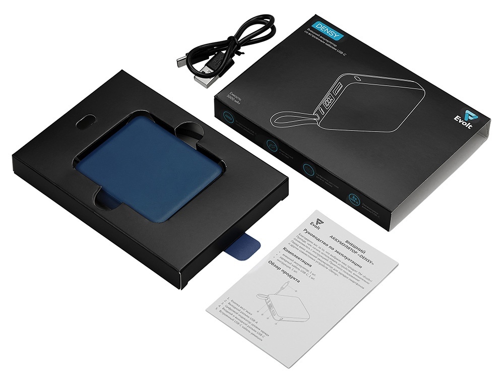 Внешний аккумулятор со встроенным кабелем USB-C Дэнси, 5000 мАч