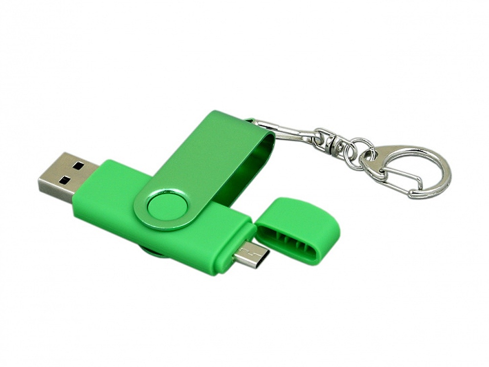 64 Гб USB 2.0 флеш-накопитель с вращающимся корпусом и Micro USB портом