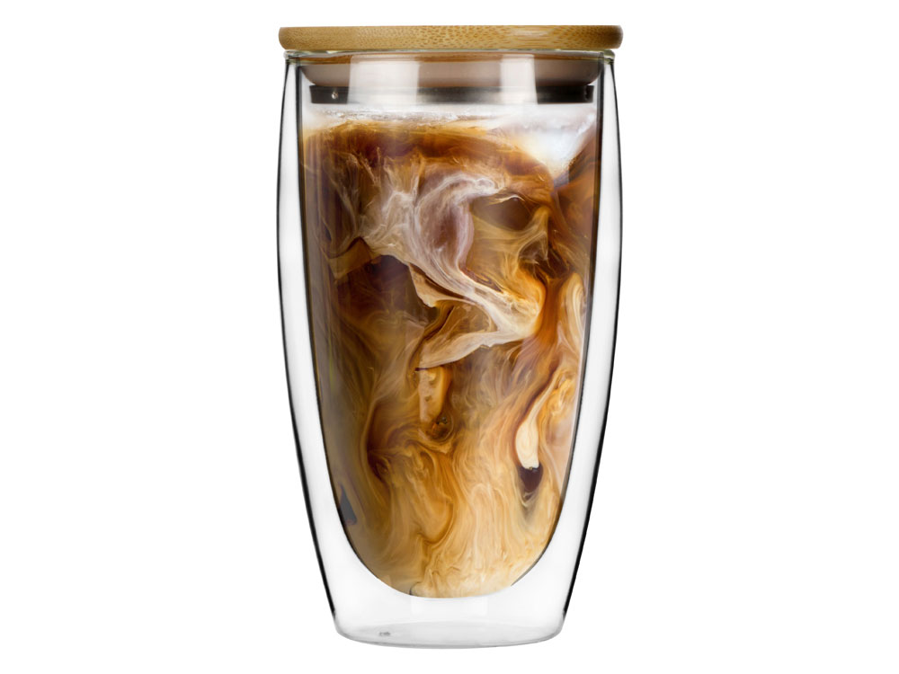 Стакан с двойными стенками и бамбуковой крышкой Batur